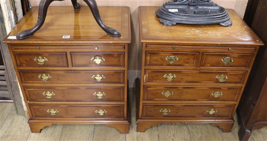 A pair of modern yew wood chests of drawers, W.59cm